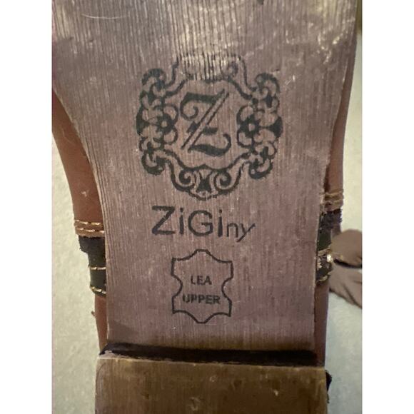 ZIGI Ziginy Brown & Black Knee High Leather Boots Women's Size 6 Indie Boho EUC - Picture 8 of 11